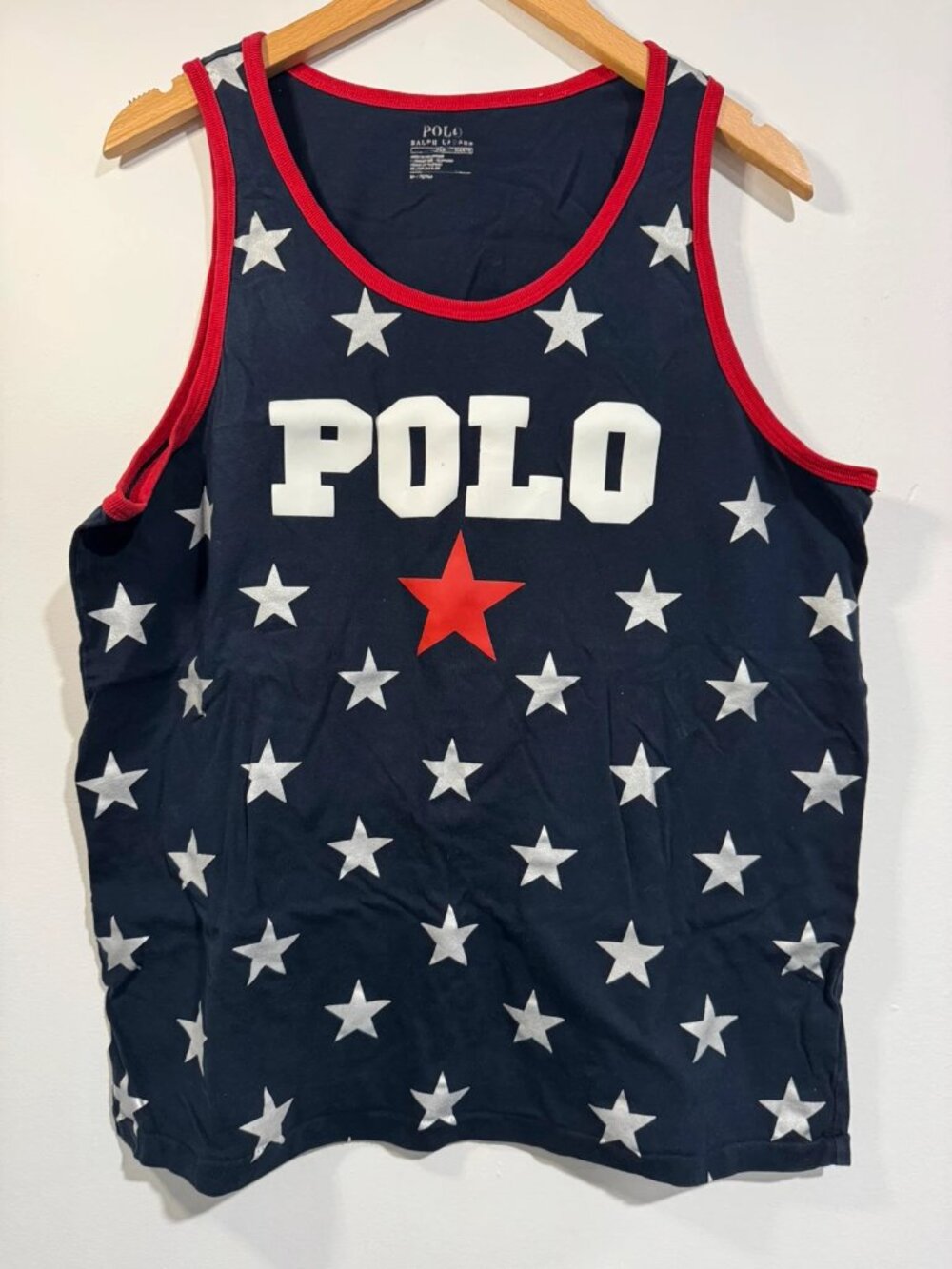 Polo Ralph Lauren Americana Flag Star Tank Top Men’s Médium. Aviator Navy Color